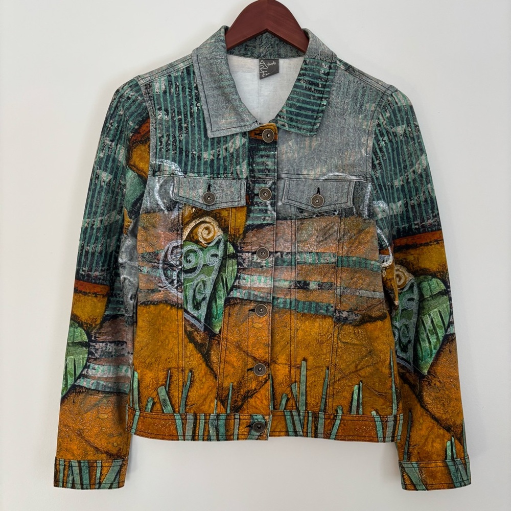 SIMPLY ART by DOLCEZZA | Artsy Chic Colorful Button-down Stretch Jacket | Size S